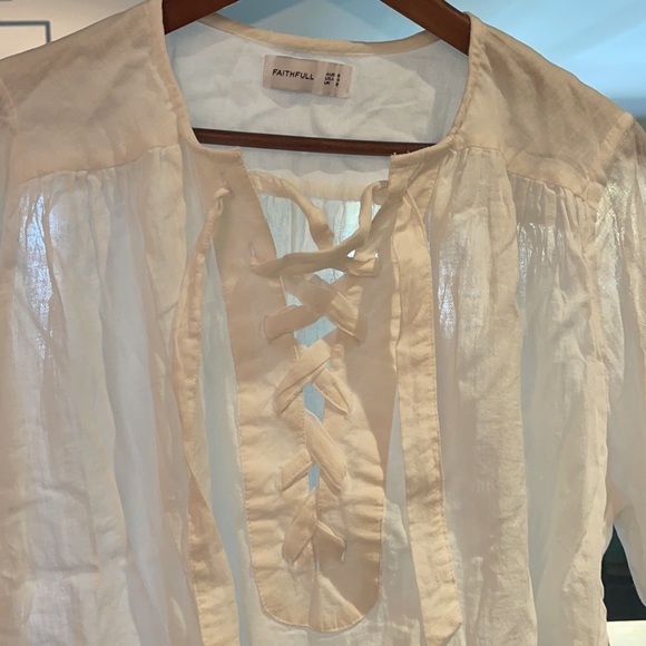 Faithfull white lace up blouse with bell sleeve size 4 - Picture 4 of 4